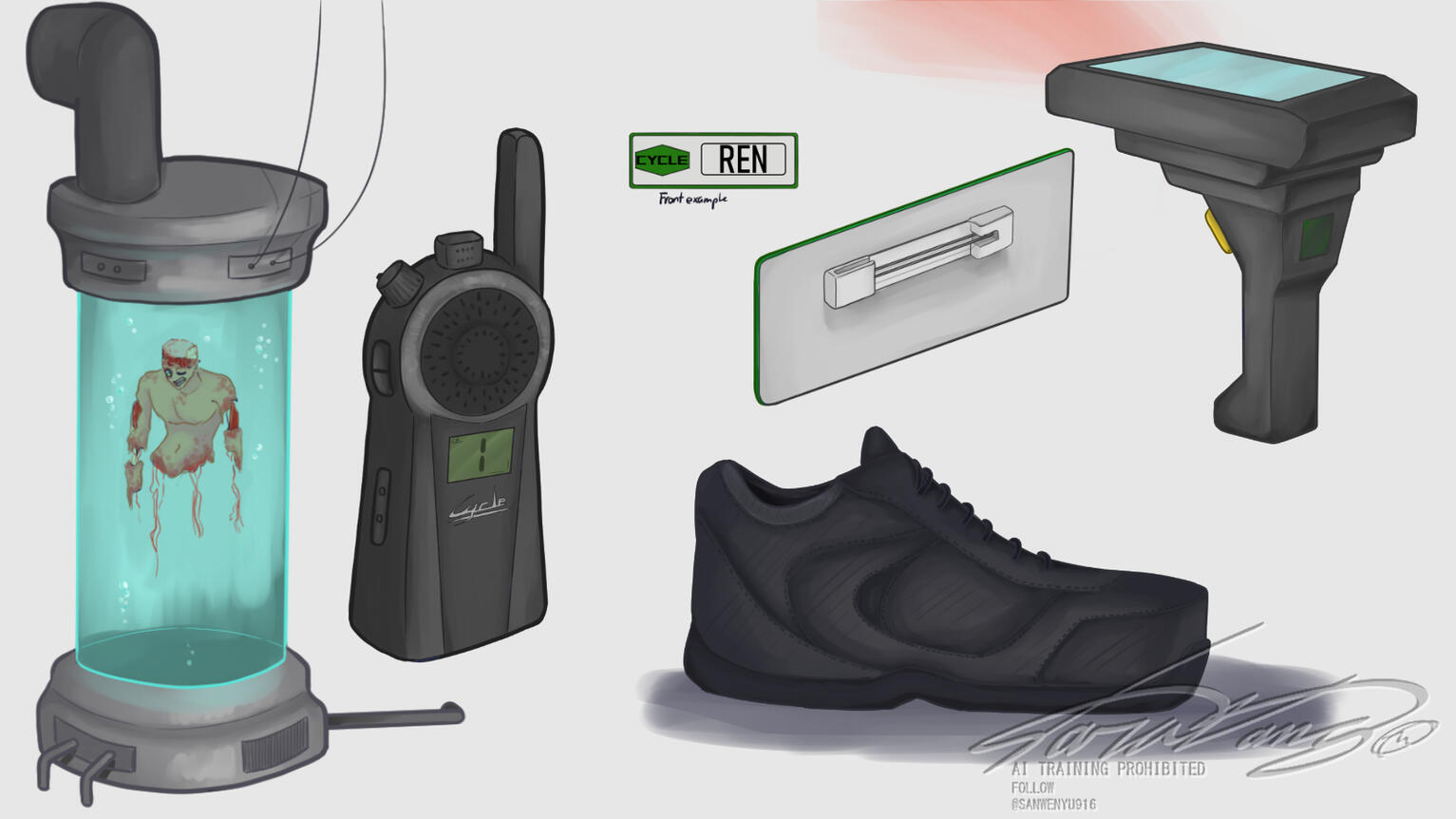 Concept Art Final Prop Line Up (Adobe Photoshop, Clip Studio Paint)