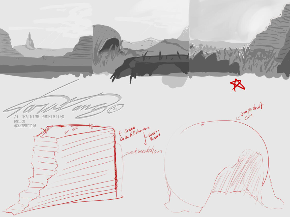 Concept Art Environment Practice Sketches (Adobe Photoshop, Clip Studio Paint)